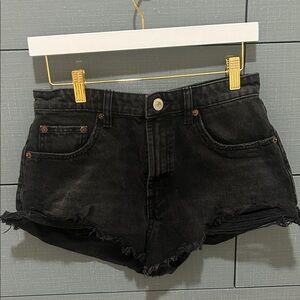 Zara Black Frayed Hem Jean Shorts